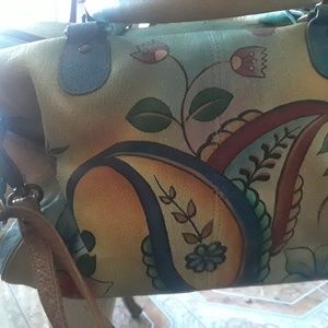 Large ANUSCHKA HAND PAINTED LEATHER Handbag.